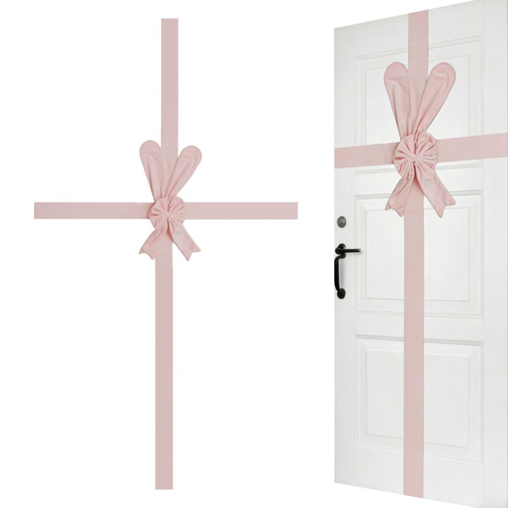 Decorative Velvet Bow Easter Velvet Door Ribbon Bow Pink Wreath Decoration for Gate Cabinet Festival Wrapping for Fireplace