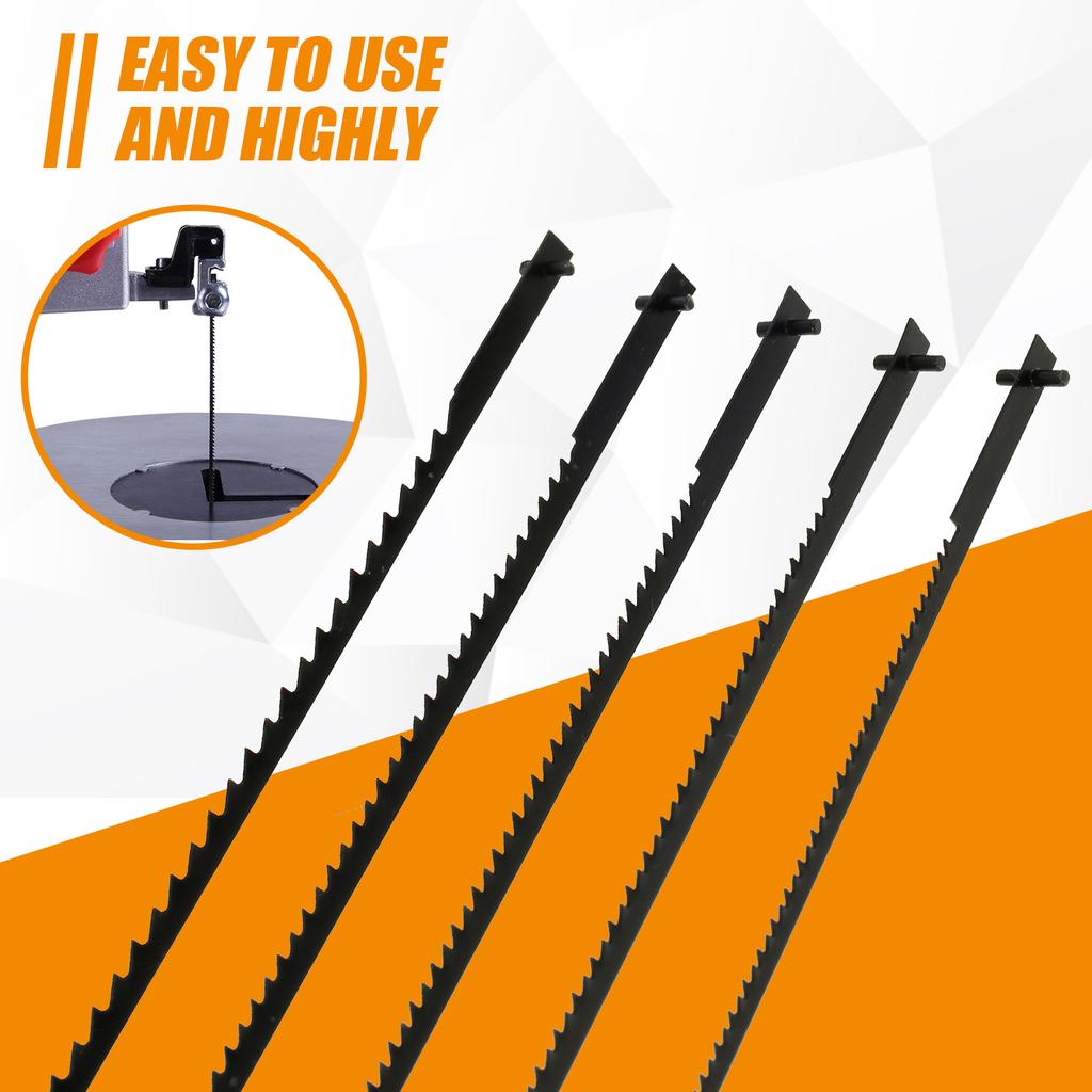 60Pcs Scroll Saw Blade Pin End 5 Inch Carbon Steel Cutting Pinned Scroll Saw Blade Replacements 10/15/18/20/24TPI for WPC Metal