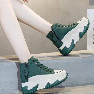 Женская обувь на платформе, кроссовки-хайтопы в стиле «папины кроссовки», новинка 2025 года, весна и осень, универсальные маленькие белые кроссовки на платформе, увеличивающие рост, в британском стиле