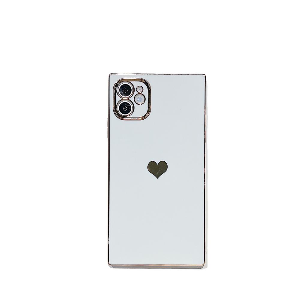 6D гальванизированный квадрат с сердечками подходит для iPhone17 Apple 15/16ProMax/XR полностью закрывающий силиконовый чехол для мобильного телефона.