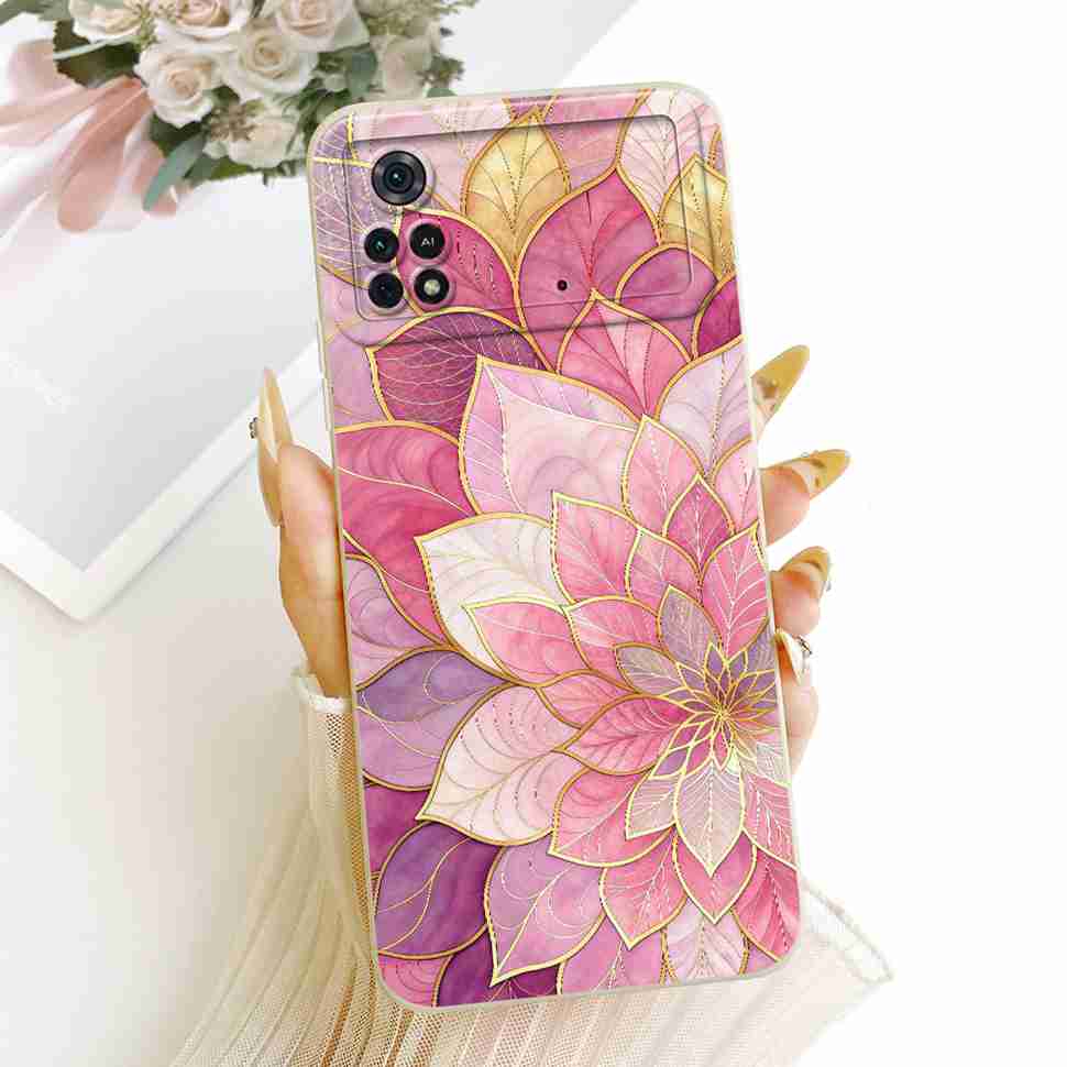 Для Xiaomi Poco M4 Pro 4G Чехол Цветы Мягкий Силикон Задняя Крышка Чехол для Телефона для Xiaomi PocoM4 Poco M4 Pro Чехлы Сумка Capa