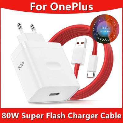 Сверхбыстрое зарядное устройство USB 80 Вт EU для OnePlus 9 10 11 12 13 Nord CE 2 3 Lite N300 OPPO Realme 12 GT NEO 2 3 Кабель Type C Warp Charge