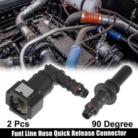 789mm SAE to 516" 90 Degree Fuel Line Hose Quick Release Connector Nylon 1 Set