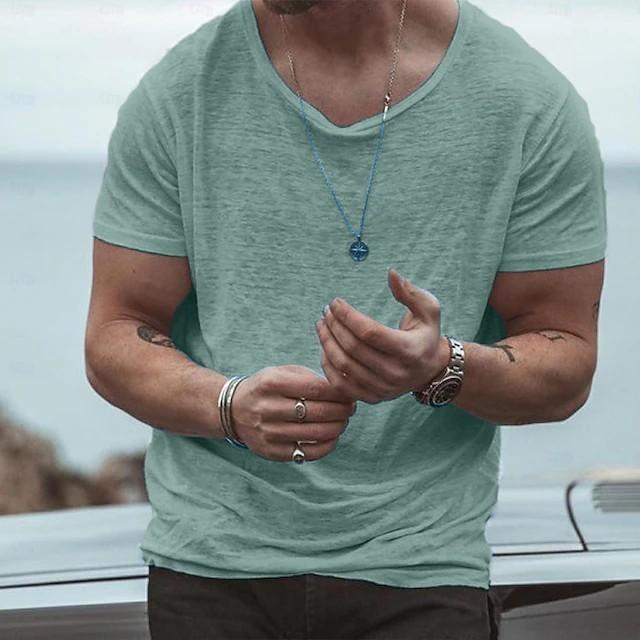 Мужская футболка из хлопкового слюба с коротким рукавом, модная повседневная футболка больших размеров для мужчин