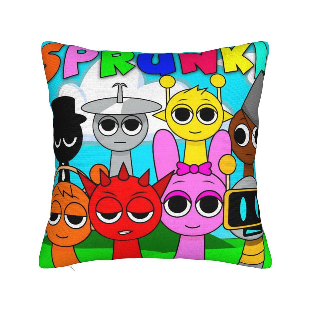 Игровые квадратные наволочки Sprunki Мультяшная наволочка для подушки Модная полиэстеровая декоративная наволочка для автомобиля 45x45см