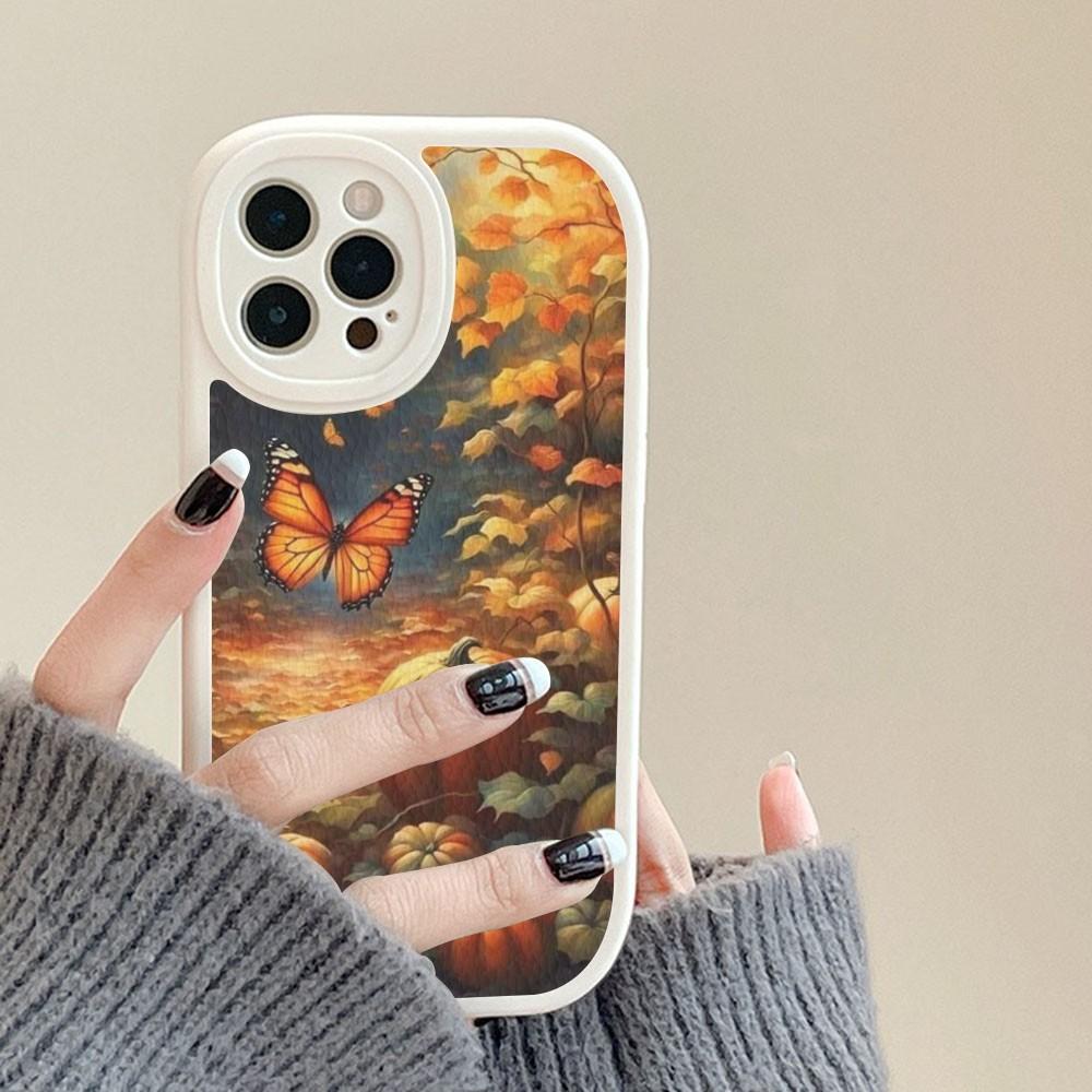 Чехол для телефона «Счастливая осень» с тыквой, твердая кожа, для iPhone 16 15 14 13 12 Mini 11 14 Pro Max Xs X Xr 7 8 Plus, Fundas