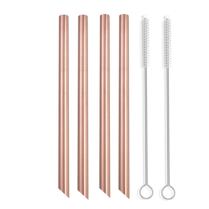 4 шт. 12 мм Металлические соломинки для питья Многоразовые Набор соломинок из нержавеющей стали 304 со щеткой Соломинка для чая с пузырьками Смузи Аксессуар для вечеринки в баре