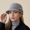 Bucket Hat Women's Autumn and Winter Wool Elegant Flower Thermal Basin Hat Casual Versatile Retro Top Hat
