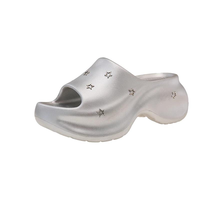 Fashion Niche Star 2025 Summer New Casual Flip-Flops Fashion and Versatile Platform Heightening Lightweight Women's Outside Sandals