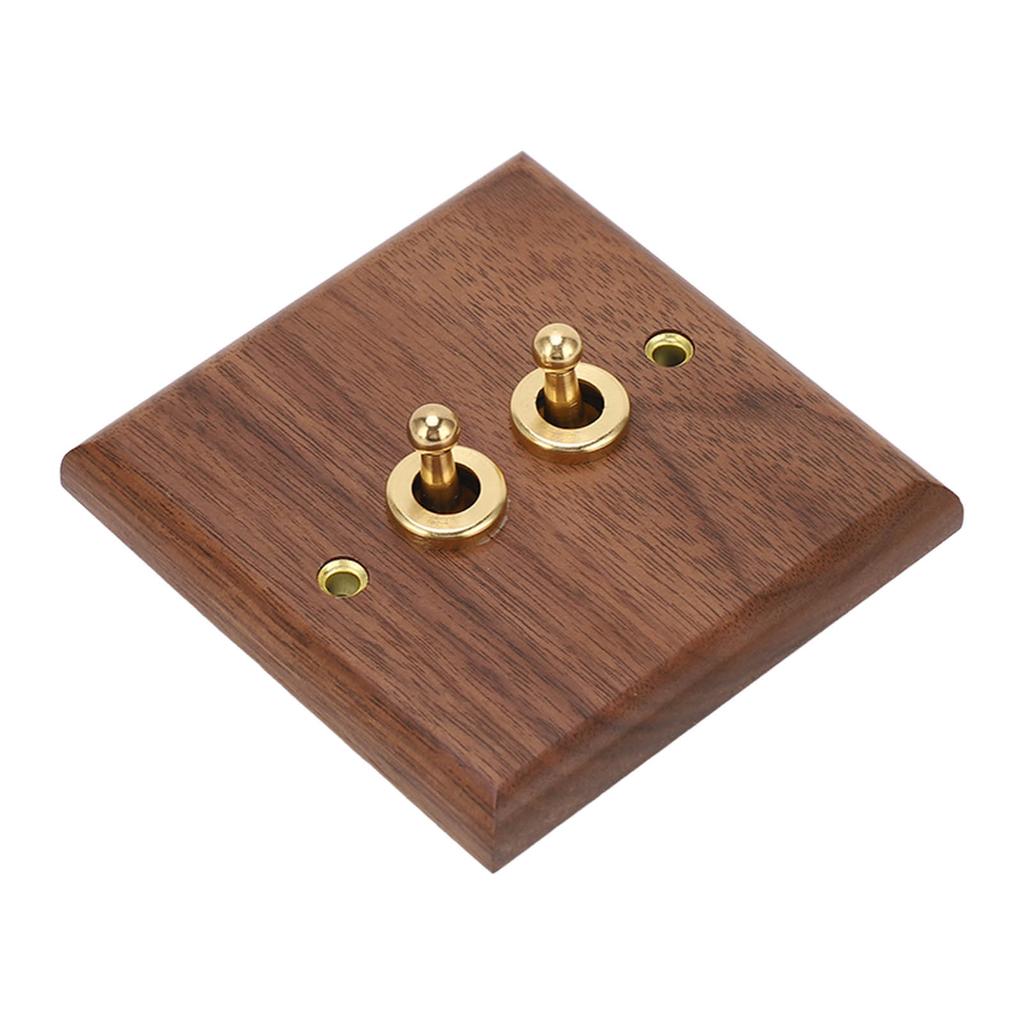 Двойной тумблерный переключатель ретро настенная панель из орехового дерева с латунным винтом 50 Гц 250 В