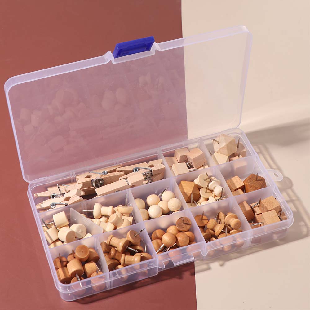 114Pcs Decorative Drawing Thumb Tacks Various Style Cork Board Thumbtack Wood Push Pins Classroom