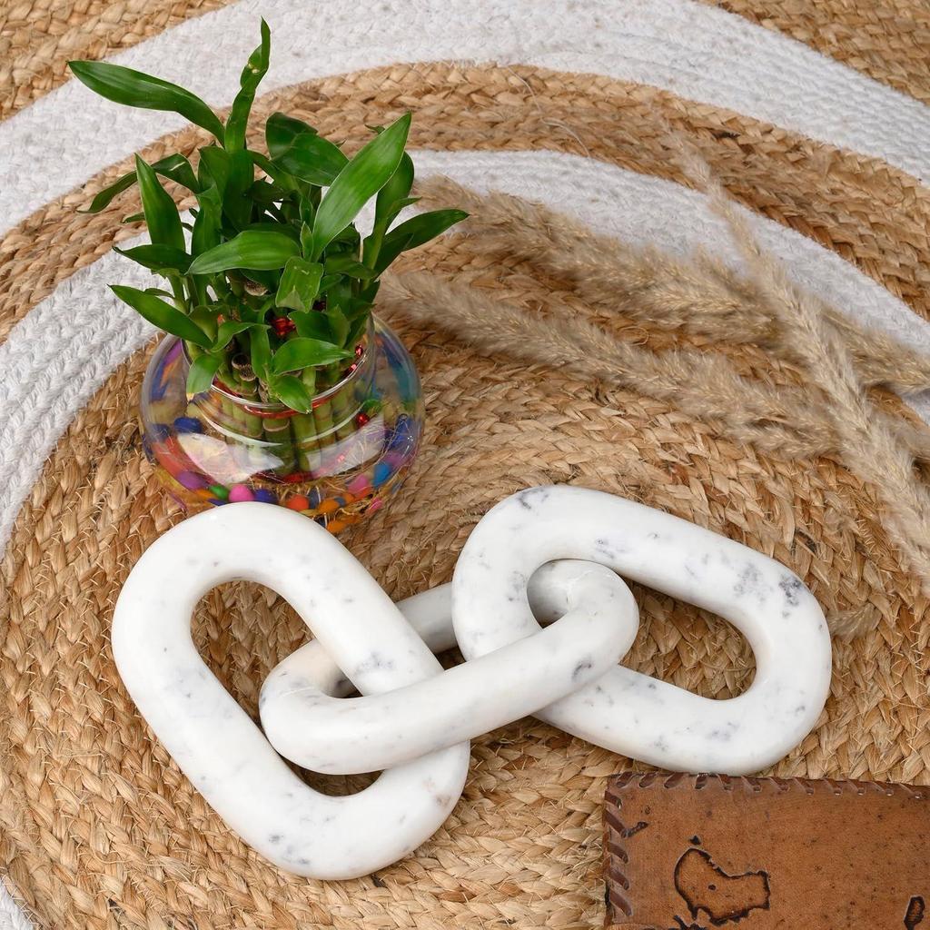 Elegant Marble Chain Link Knot- Modern Coffee Table Decor Items- Bookshelf Home Decor, Table Decorations for Living Room