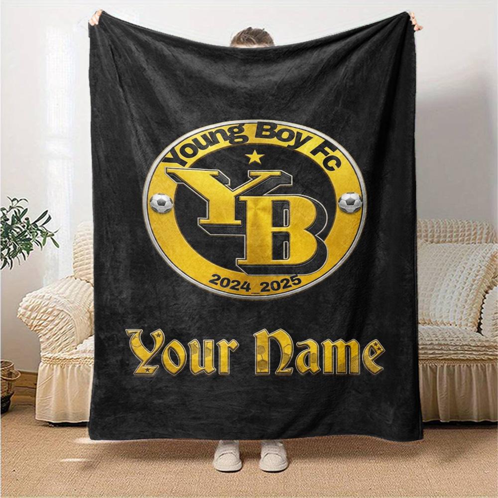 Name Custom BSC Young Boys Print Flannel Blanket High Quality Warm Comfortable Cover for All Seasons Perfect for Gifts Home Decor