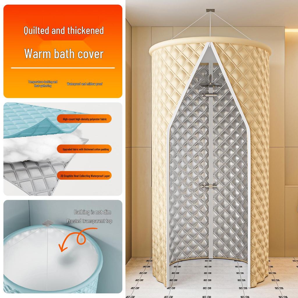 Стеганое водонепроницаемое покрытие для ванны: Зимний теплоизоляционный и морозозащитный душевой щиток