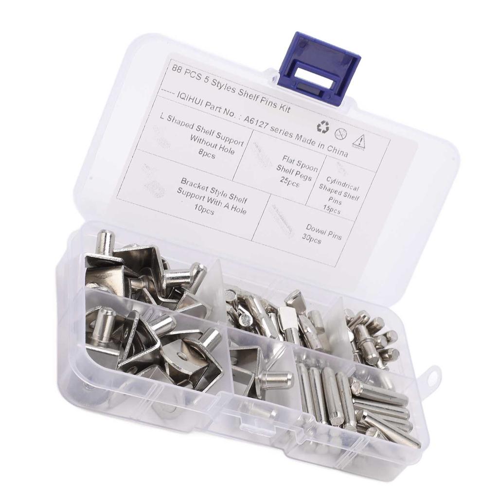 Набор полочных штифтов 5 стилей 88 шт. Никелированные полочные опорные штифты для шкафа дома на колесах, книжной полки, витрины