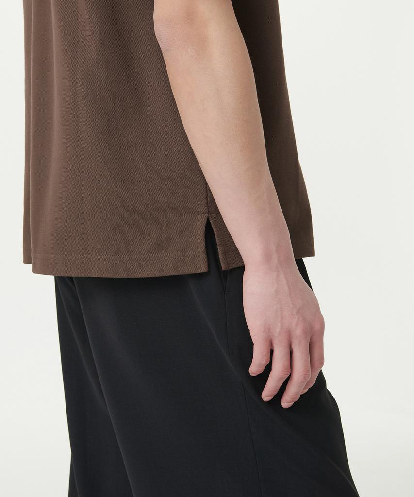 MUSINSA STANDARD Slit Neck Pique Polo Shirt [Baroque Brown]
