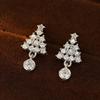 Banyan Tree S925 Silver Christmas Earrings: Elegant Diamond Women's Gift for Autumn/Winter