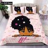 African American Black Girl Duvet Cover Black Girl Magic Bedding Set Cute Little Afro Black Princess Bed Cover Girl Room Decor