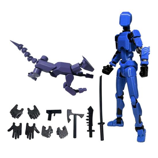 1 набор фигурок роботов с аксессуарами, многосочлененная подвижная 3D-печатная модель робота-собаки