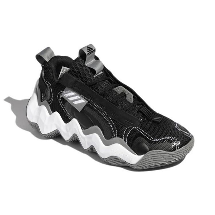 Adidas Экспонат B Круглый носок Удобная амортизация Нескользящие Износостойкие Поддержка Низкий верх Баскетбольные кроссовки Унисекс кроссовки Черный Серый GZ9551