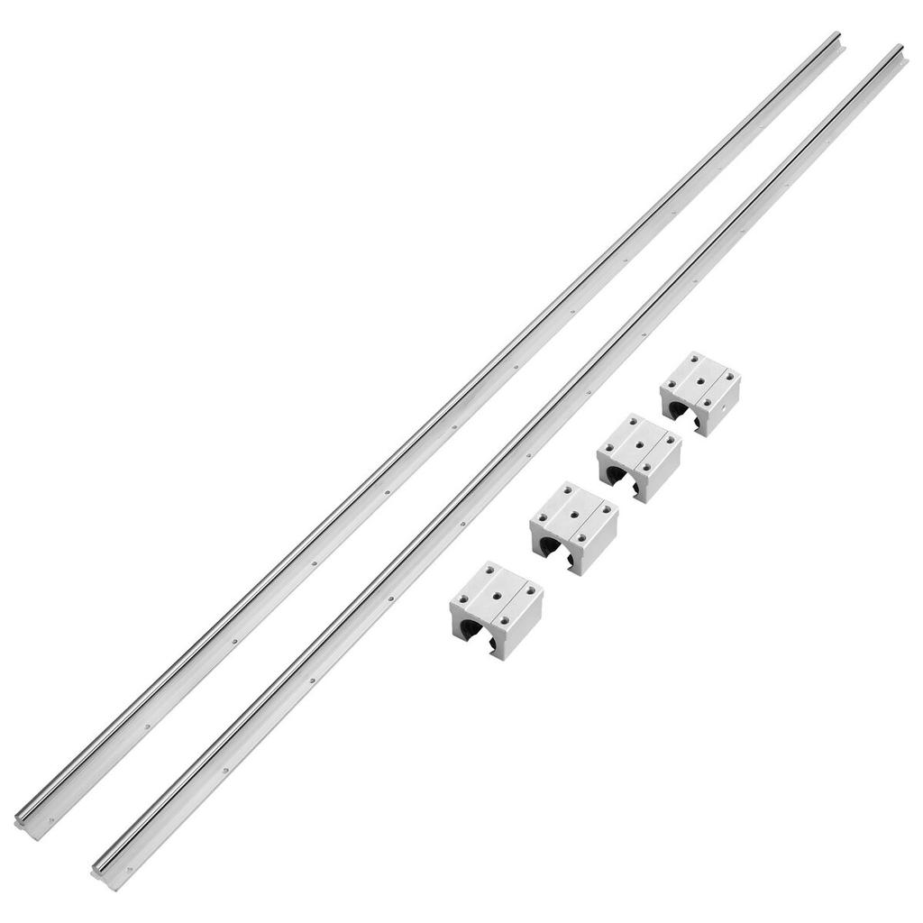 Linear Guide Rail Set, SBR20 2200mm, 2 PCS 86.6 in/2200 mm SBR20 Guide Rails and 4 PCS SBR20UU Slide Blocks, Linear Rails and Bearings Kit for