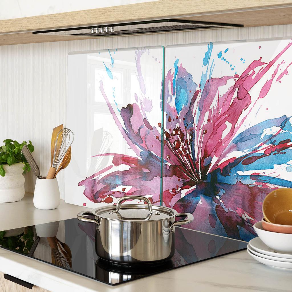 Durable and Stylish Glass Boards with an Abstract Flower Pattern 2x40x52 cm