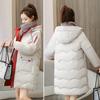 Зимнее женское пальто с хлопковой подкладкой, пальто с капюшоном и длинными рукавами, утолщенная свободная верхняя одежда на молнии средней длины, куртка, уличная одежда