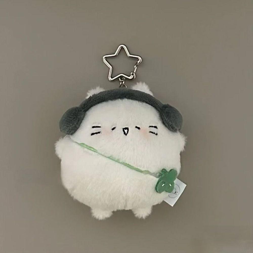 Stuffed Animal Headphones Cat Keychain Backpack Ornaments Cat Plush Doll School Bags