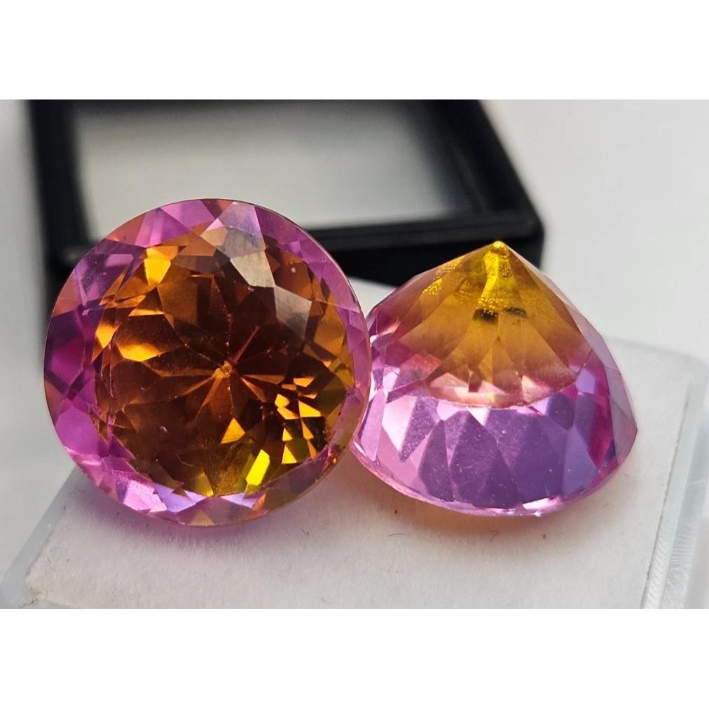 Certified Natural Pitambari Sapphire Round Cut 30+ Ct Pair Stunning Gemstone