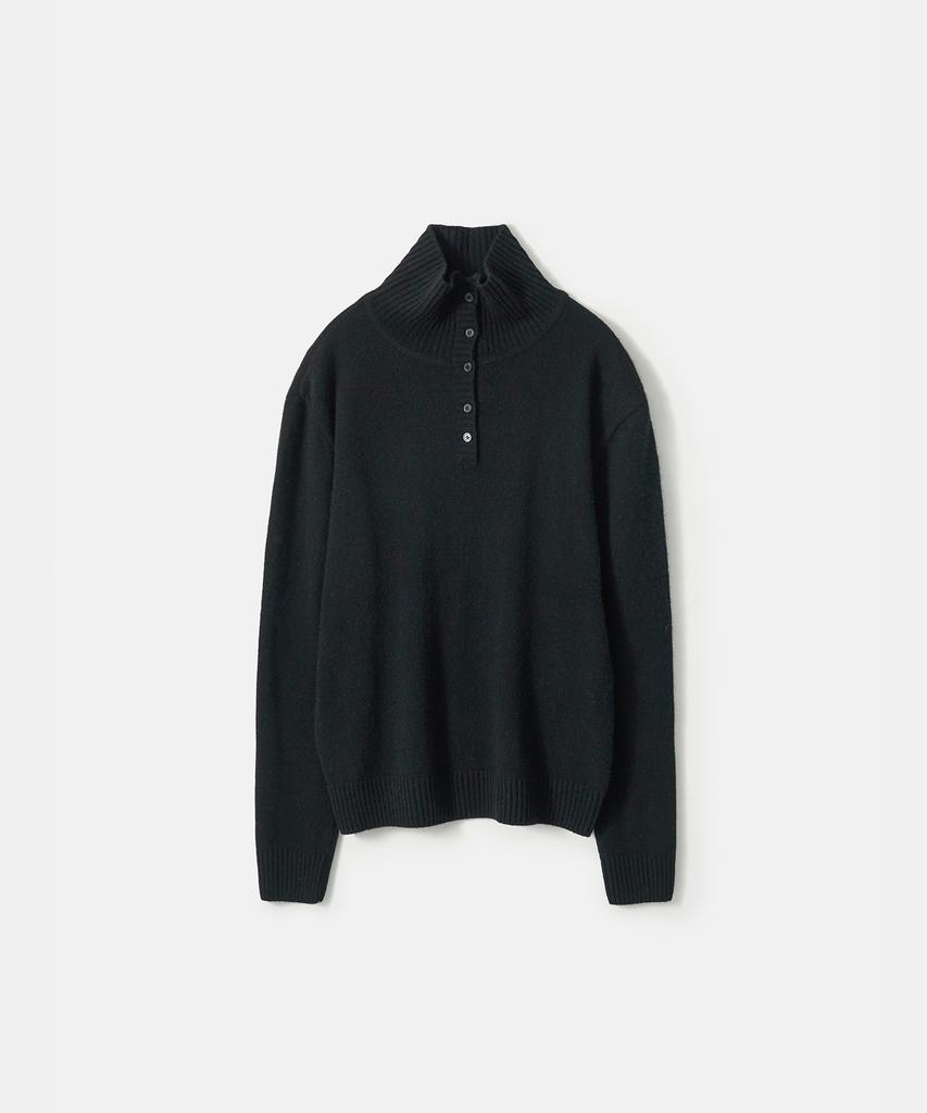 TRIP LE SENS Wool High-Neck Button Knit_Black
