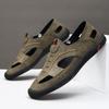 2024 Summer Men's Shoes Sandals Hollow Men's New Breathable Soft Sole Light Casual Going Out Hole Shoes Driving Shoes