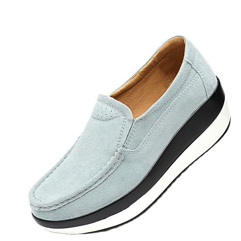 Весенние и осенние женские туфли на платформе с перекрестными краями больших размеров, повседневные туфли-качалки на мягкой подошве, туфли-матери на танкетке, туфли на толстой подошве.