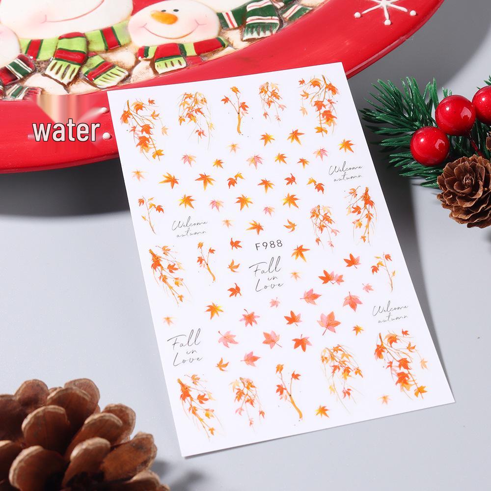 Осенние наклейки для ногтей 'Кленовый лист' - Цветочный и лиственный самоклеящийся дизайн