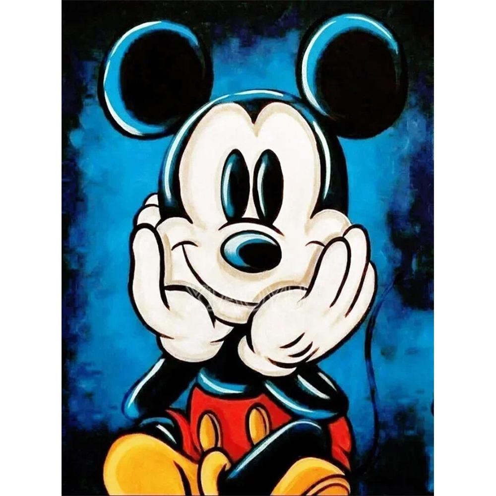 Disney Cartoon Diamond Painting Mickey Mouse Sweet Smile Oil Painting Style Illustration 5D DIY Art Cross Stitch Kit Mosaic Embroidery, Home DecorGift