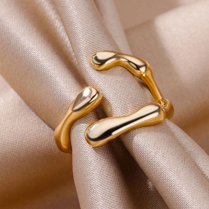 Модные 925 Серебряные Панк Изогнутые Кольца Открытия Мужские Женские Простой Дизайн Золото Серебряный Цвет Геометрическое Кольцо На Палец