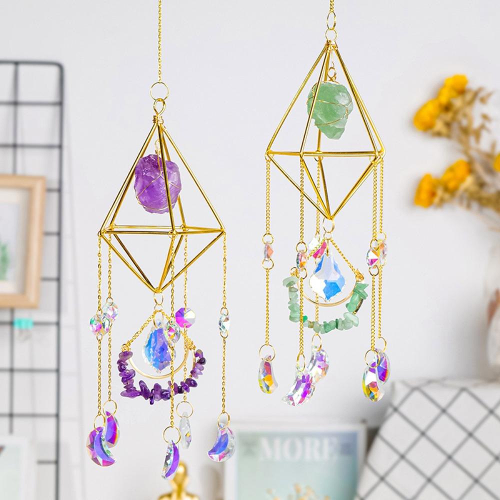 Кристалл, необработанный камень, ромбовидной формы, подвесные украшения, украшения, украшения для гостиной, балкона, подвески