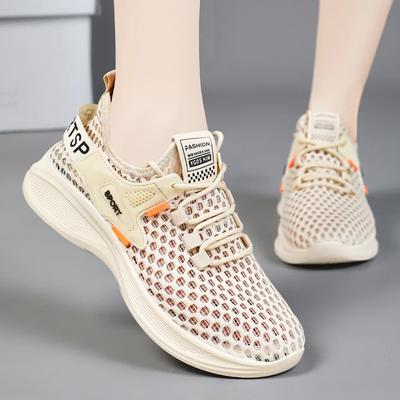 2024 Летняя повседневная обувь из дышащей сетки, женская удобная спортивная обувь с мягкой подошвой, универсальные маленькие белые туфли с вырезами