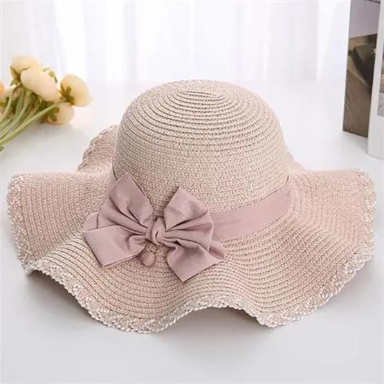 WTEMPO Wave Large Brim Straw Hats Women Versatile Bow Sunscreen Beach Seaside Casual Sun Hats