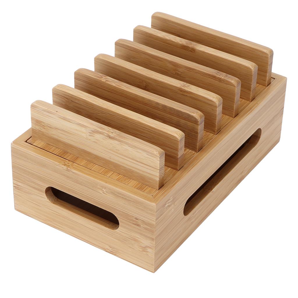 Бамбуковая деревянная док-станция для сотового телефона портативный планшетный компьютер органайзер ящик для хранения для домашнего офиса