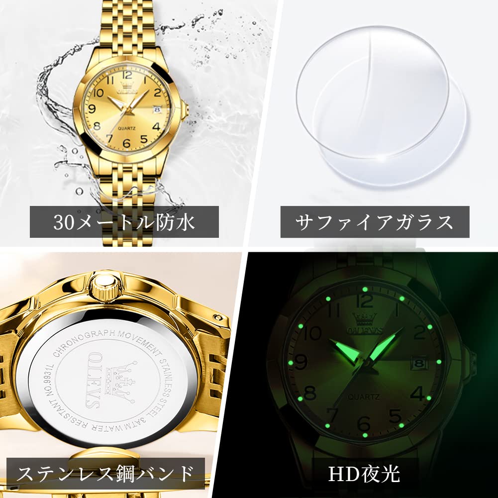 Часы OLEVS кварцевые легко читаемые цифровые популярные часы бизнес японский механизм дата светящиеся водонепроницаемые наручные часы для женщин золото