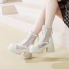 10cm Leather Thick Soled Mesh Boots for Women, New Hollowed Out Martin Boots. Small Stature Makes You Look Taller and Slimmer, Martin Boots