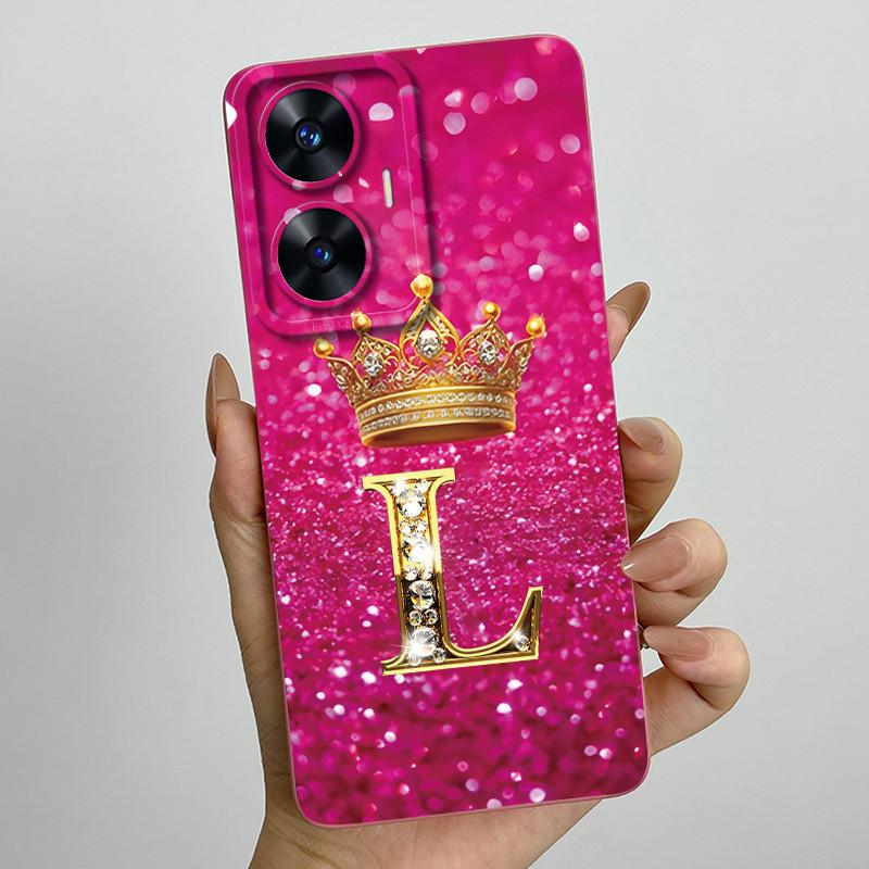 Для Realme C55 RMX3710 Роскошный Чехол-Крышка с Буквами-Коронами Мягкий Силиконовый Чехол для Телефона Для Realme Narzo N55 C 55 RealmeC55 NarzoN55 Бампер