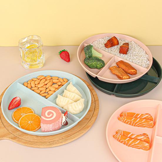 Home Breakfast Tableware Children Three Compartment Divided Meal Plate Weight Loss Ration Unbreakable Dish Plate