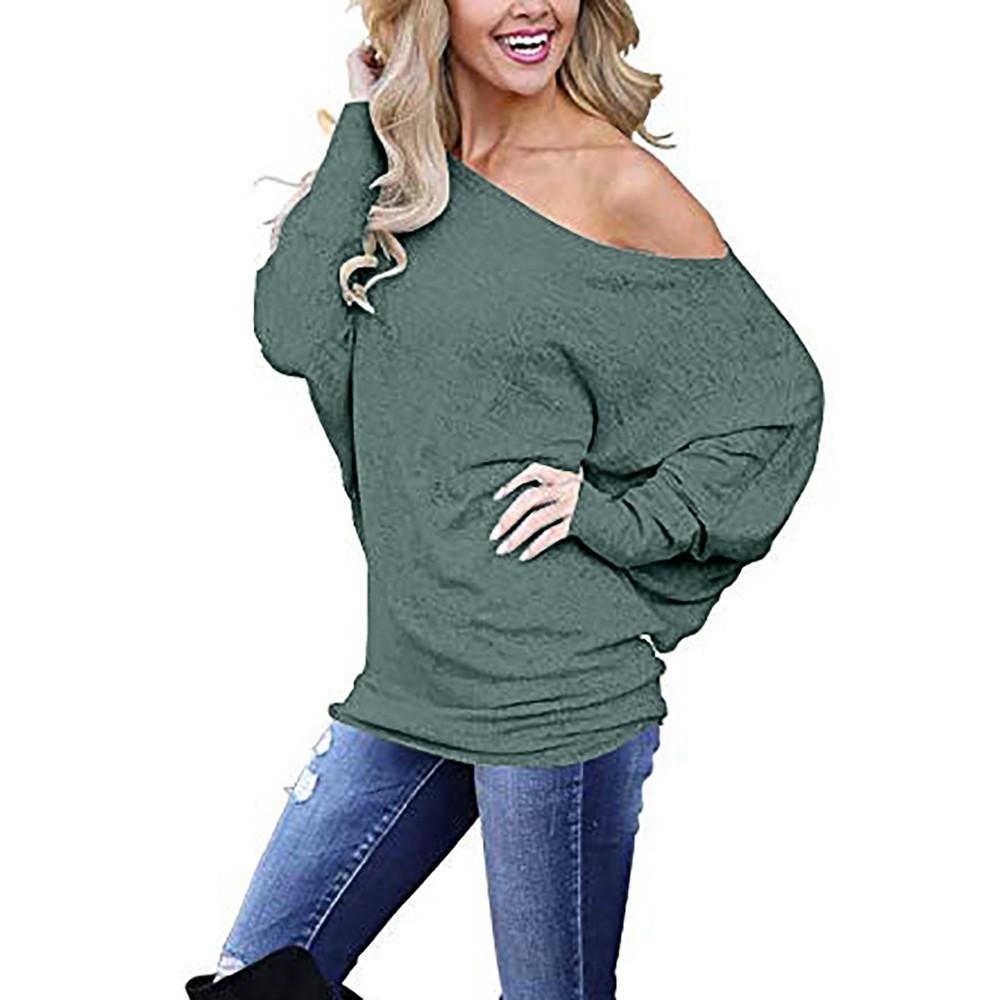 Женский свободный пуловер с открытыми плечами и длинными рукавами, вязаный джемпер, свободная туника, топы