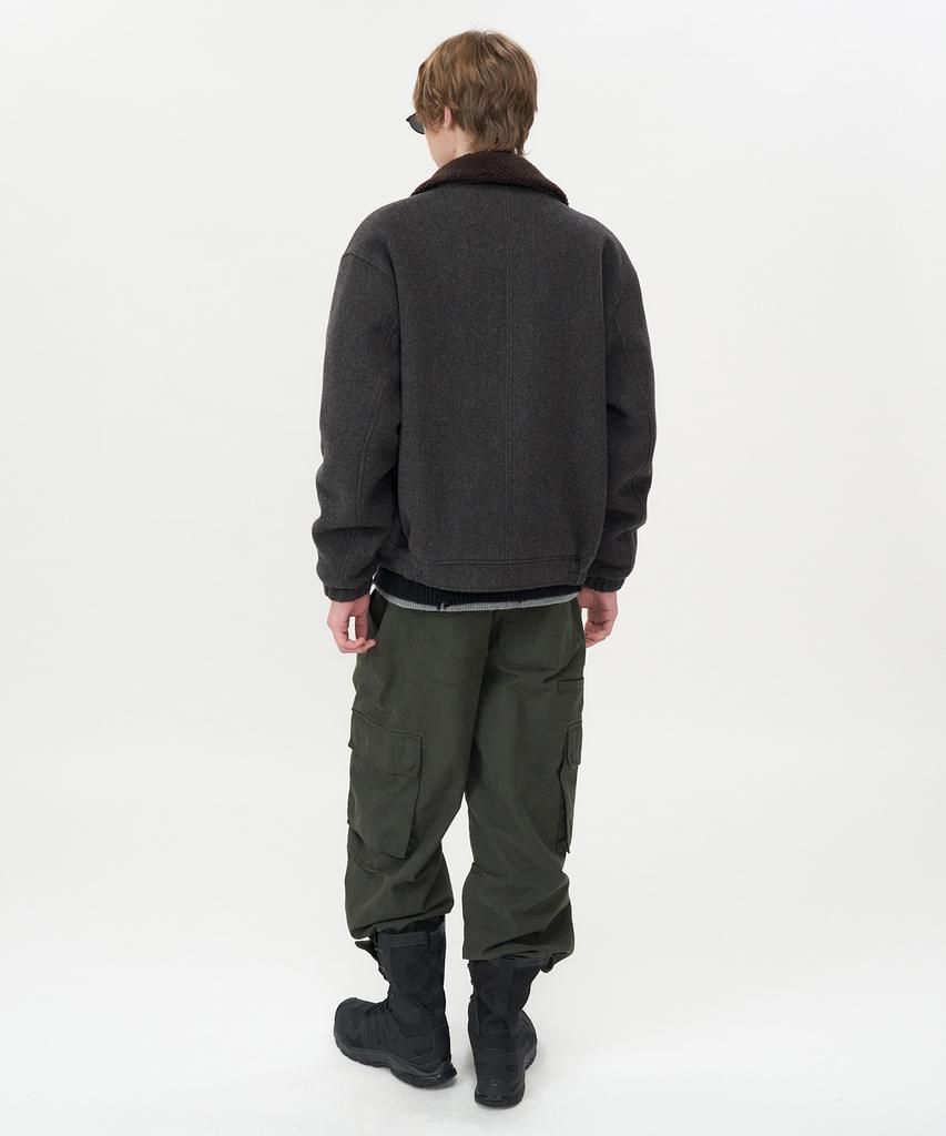 Insilence Detachable Collar Cashmere Blouson Grey Brown