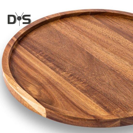 Деревянная подставка для торта и фруктов, круглый декоративный поднос для журнального столика с приподнятыми краями, кухонное сервировочное блюдо для вечеринок