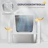 Cat Litter Box, Stainless Steel, XL Interior, with Scoop, Light Gray