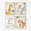 Elephant Giraffe Tiger Jungle Animals Nursery Wall Art Canvas Painting Nordic Posters And Prints Wall Pictures Kids Room Decor