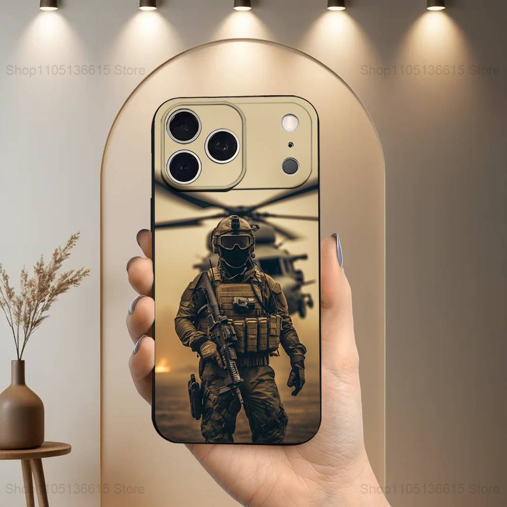 Крутой Чехол Спецназ Армии Для iPhone 12,14,15,16,11,17,13,X,Mini,SE,XS,Plus,Pro,Max,8,7,XR,Мягкий Силикон Черный
