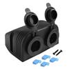 2 Hole Tent Type Panel Power Socket 12V-24V Dual Ports Mount Plug Socket Adapter for Car Motorcycle Boat